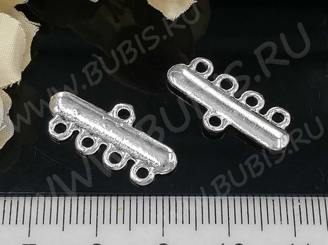 312 Коннектор классика на 4 нити 22,5*10,5*2мм серебристый (литьё)