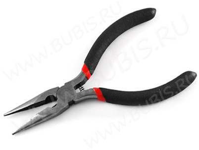 Тонкогубцы (утконосы короткие) 03 с кусачками и пружинкой 130мм с чёрными ручками (инструменты для бижутерии)