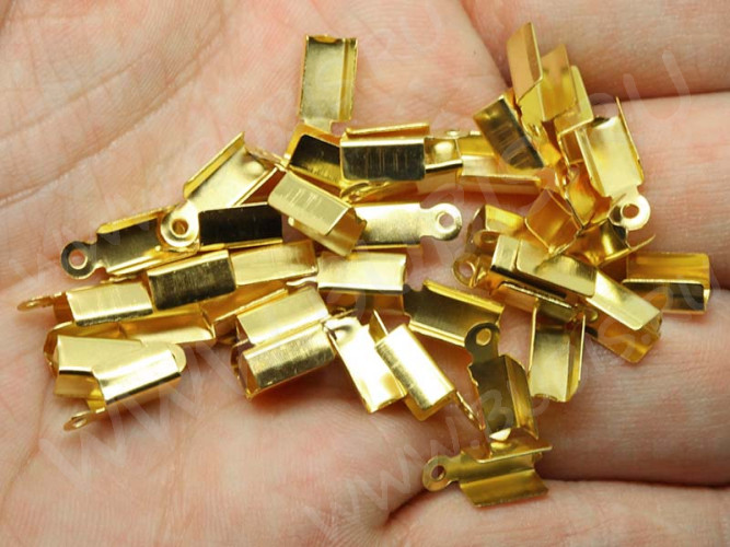 (ОПТ) Зажимы №02 12*4*4мм золотистые (Iron) (500шт)