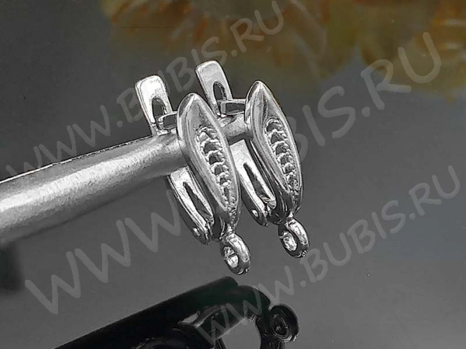 Швензы с английским замком №106 Плетёнка 18*10*4мм цвет платины (Brass с родированием) (1 пара)