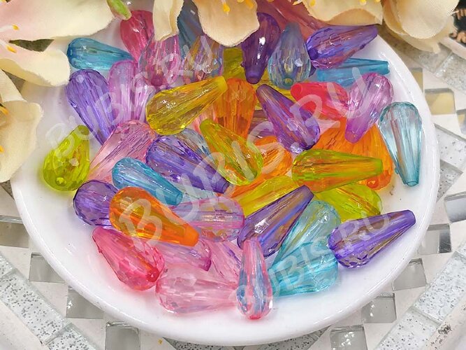 (СКИДКИ!!!) Бусина акриловая Капелька 08 гранёная 16*8*8мм МИКС прозрачный (акрил) (20шт.)