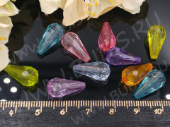 (СКИДКИ!!!) Бусина акриловая Капелька 08 гранёная 16*8*8мм МИКС прозрачный (акрил) (20шт.)