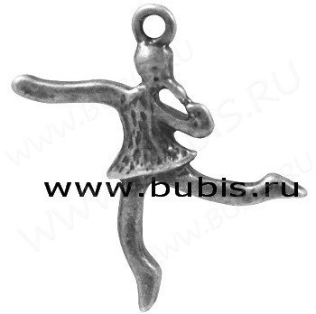 Подвеска Танцовщица 01 3D 21*17*2,5мм античное серебро (литьё)