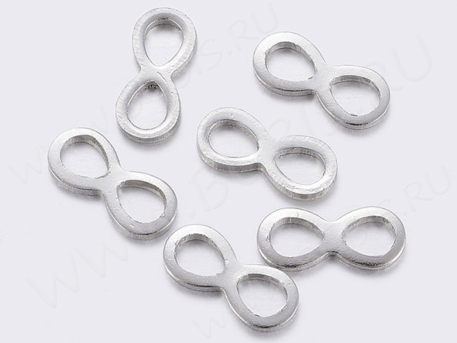 330 Коннектор Восьмёрка Бесконечность 10*4,4*0,6мм цвет платины (Хирургическая Сталь)