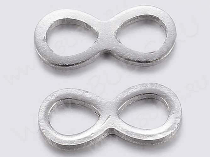 330 Коннектор Восьмёрка Бесконечность 10*4,4*0,6мм цвет платины (Хирургическая Сталь)