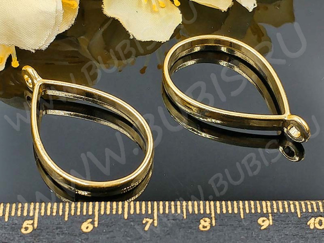 Подвеска Рамка 03 Капля 34*20,5*5,9мм золотистая (литьё)