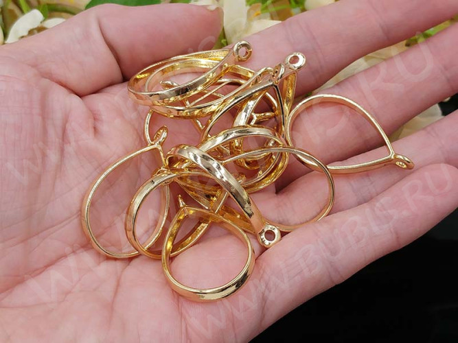 Подвеска Рамка 03 Капля 34*20,5*5,9мм золотистая (литьё)