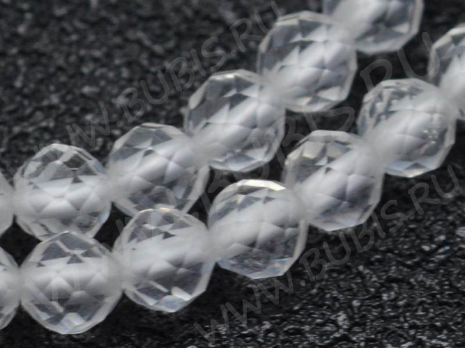 (ОПТ) Бусина округлая ГРАНЁНАЯ "каменный бисер" 3мм Кварц (камни LUX) (НИТЬ)