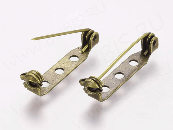 (СКИДКИ!!!) Основа (заготовка) для броши №94 булавка 3 отверстия с замочком 25*7мм античная бронза (Iron) (10шт)