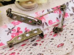 (СКИДКИ!!!) Основа (заготовка) для броши №94 булавка 3 отверстия с замочком 25*7мм античная бронза (Iron) (10шт)