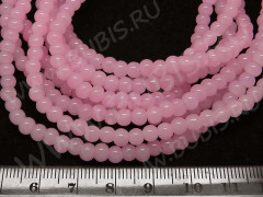 (ОПТ) Бусина округлая 4,5*4мм Жадеит розовый (камни) (НИТЬ)