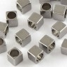 Бусина 195 Кубик 3*3*3мм цвет платины (Хирургическая сталь) (10шт.) Купить Бусина 195 Кубик 3*3*3мм цвет платины (Хирургическая сталь) (10шт.) с доставкой по России