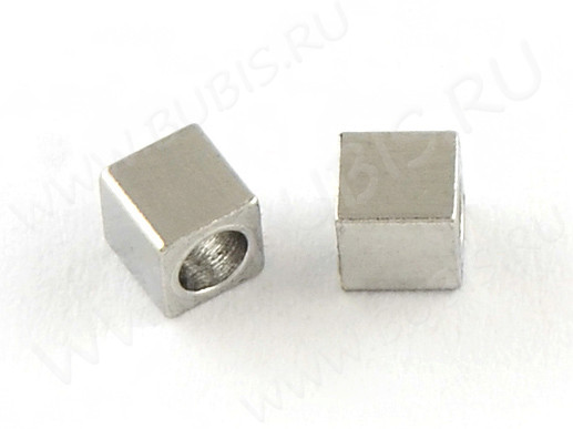 Бусина 195 Кубик 3*3*3мм цвет платины (Хирургическая сталь) (10шт.)