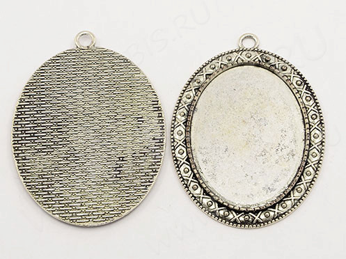 Подвеска-сеттинг Овал 57 (сеттинг 40*30мм) 55*40*2,4мм античное серебро (литьё)