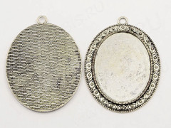 Подвеска-сеттинг Овал 57 (сеттинг 40*30мм) 55*40*2,4мм античное серебро (литьё)
