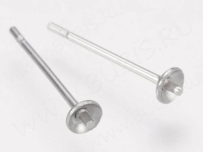 Пуссеты ("гвоздики") №170 с воронкой 3мм и штырьком 13,5*3*0,7мм цвет платины (Хирургическая сталь) (1 пара)