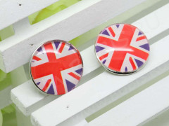 Сменная кнопка для бижутерии 001 18мм Британский флаг (стекло и латунь)