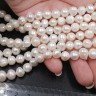 (ОПТ) Бусина Жемчуг 46 пресноводный фриформ 7-8мм белый натуральный (камни) (нить 35-36см) Купить (ОПТ) Бусина Жемчуг 46 пресноводный фриформ 7-8мм белый натуральный (камни) (нить 35-36см) с доставкой по России