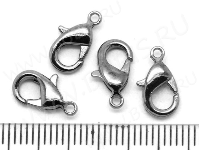 (СКИДКИ!!!) Замочек карабин №010 из латуни средний 12*7*3мм чёрный никель, без никеля (Brass) (10шт)