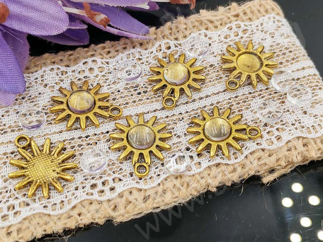 Подвеска Подсолнух 03 Солнышко с круглым сеттингом 6мм 17*15*2мм античное золото (литьё)