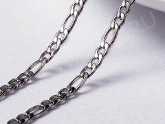 Цепочка S26 Ювелирная сталь Фигаро фигурное звено 4*3*0,8мм цвет платины (Хирургическая сталь) (50см)