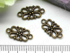 (СКИДКИ!!!) 066 Коннектор Цветочек прямоугольный 16*8*3,5мм античная бронза (литьё) (10шт.)