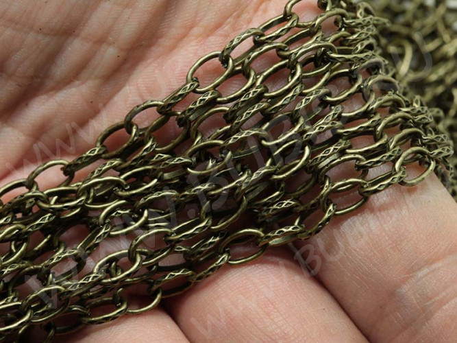 Цепочка I127 с узором звено 11*7мм античная бронза (Iron) (50см)