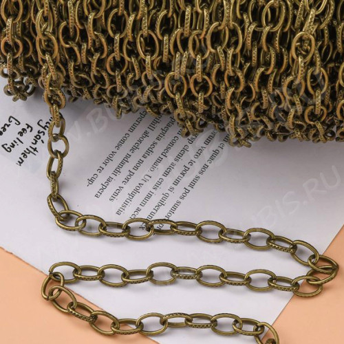 Цепочка I127 с узором звено 11*7мм античная бронза (Iron) (50см)