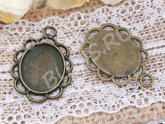 Подвеска-сеттинг Овал 02 (сеттинг 17*13мм) 29*20*2мм античная бронза (литьё)