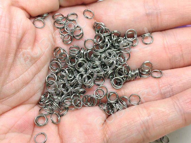 Колечки двойной крутки 4,5мм цвет платины (Хирургическая сталь) (100шт)