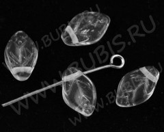 Подвеска Листик 03 3D 12*8*3мм прозрачный (Чешское стекло) (10шт.)