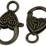 Купить Замочек карабин №016 большой с сердечком 25,5*14*6,5мм античная бронза (литьё) с доставкой по России