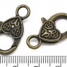 Купить Замочек карабин №016 большой с сердечком 25,5*14*6,5мм античная бронза (литьё) с доставкой по России