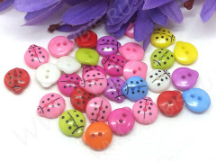 Декоративный элемент 060 Пуговица Божья коровка 13,5*12*5мм МИКС ярких цветов (акрил) (10шт.)