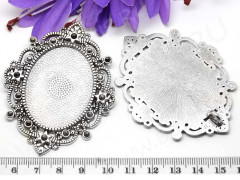 Подвеска-сеттинг Овал 44 (сеттинг 40*30мм) 67*52,5*2,5мм античное серебро (литьё)