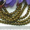Купить (ОПТ) Бусина округлая 4мм Гематит т.золотистый (камни) (НИТЬ) с доставкой по России
