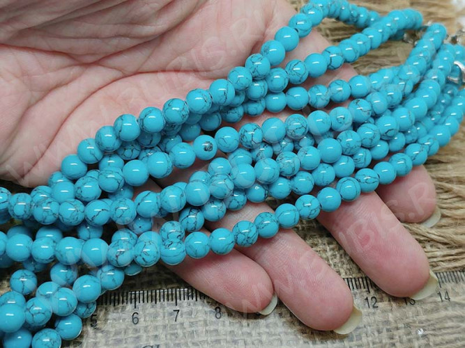 Бусина округлая 6мм Бирюза голубая (камни)
