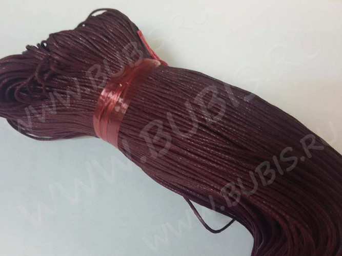 (СКИДКИ!!!) Вощёный х/б шнур 1мм бордовый (ок. 70м)