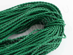 Шнур кожаный 05 кожзам плетёный круглый 3мм зеленый (1м)