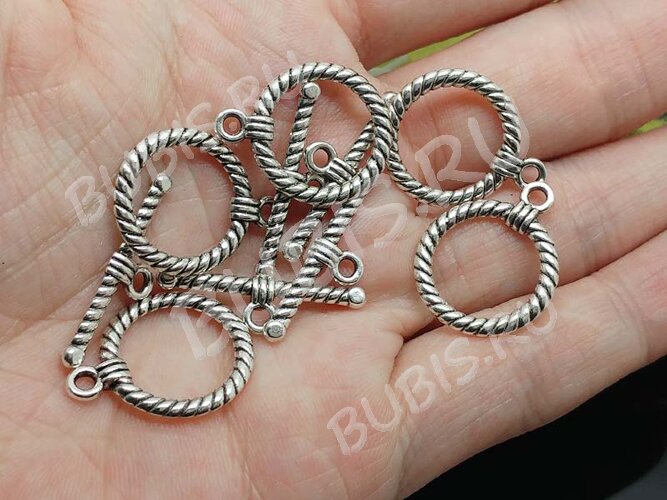 160 Тоггл витой округлый 22*18мм и 26*7,5мм античное серебро (литьё)