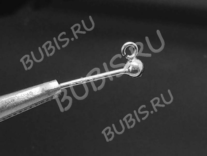 Пуссеты ("гвоздики") №152 серебро с пробой S925 с шариком 3мм и петелькой 13*5,5*0,8мм цвет платины (Sterling Silver) (1 пара)