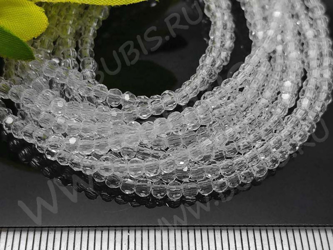 Бусина кристалл гранёный абакус 3*3*2мм чистый прозрачный (имитация Сваровски) (50шт.)