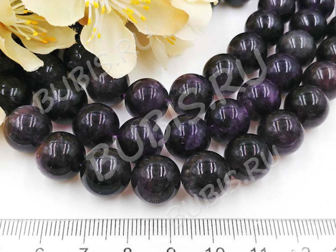 Бусина округлая 12мм Аметист натуральный (камни)