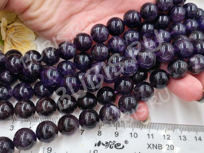 Бусина округлая 12мм Аметист натуральный (камни)