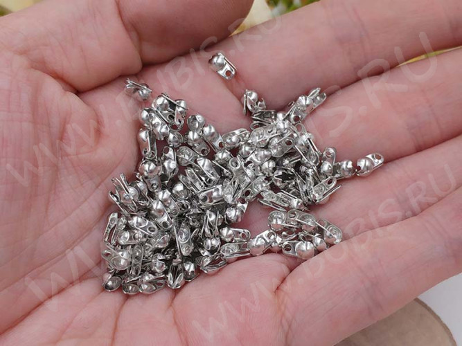 Зажимы №38 Калотты Концевики 6,3*3,6мм цвет платины (Iron) (100шт)