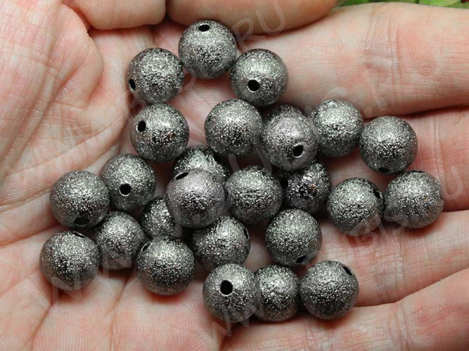 (СКИДКИ!!!) Бусина Шарик металлический "сахарный" 10мм черный никель (Brass) (10шт)
