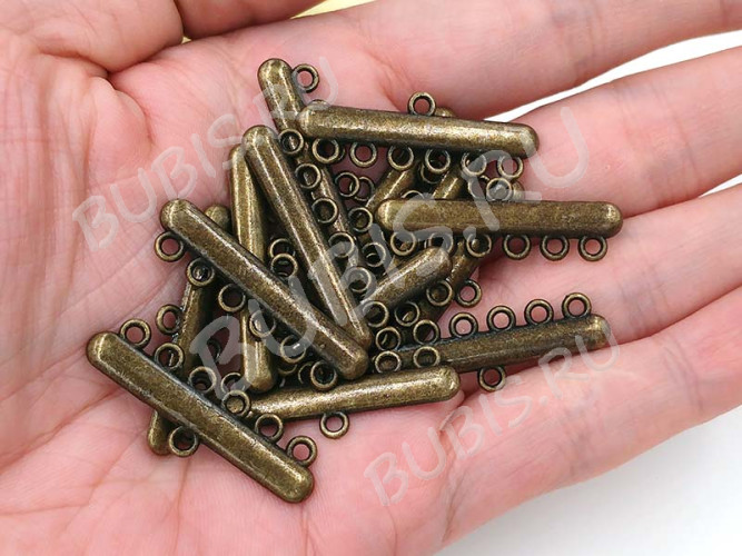 313 Коннектор классика на 6 нитей 32,5*11*2,5мм античная бронза (литьё)