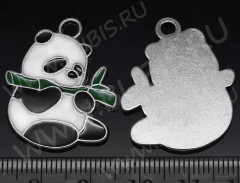 Подвеска Мишка 11 Панда 29,5*24,5*1,6мм чёрно-белый (цветные подвески)