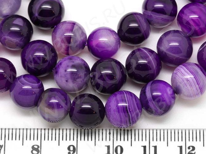 (СКИДКИ!!!) Бусина округлая ГЛАДКАЯ 10мм Агат Мадагаскарский сиренево-фиолетовый (камни) (10шт)