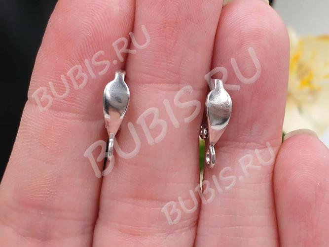 Швензы с английским замком №107 Капля 19,5*10*4,5мм цвет платины (Brass с родированием) (1 пара)